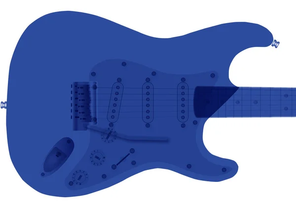 Tweekleurig blauw elektrische gitaar — Stockvector