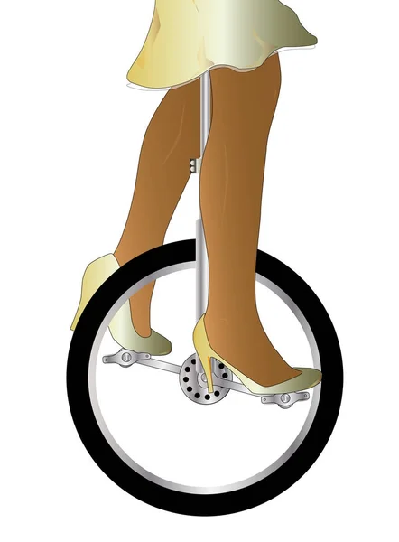 Pedling On A Unicycle — Stock Vector