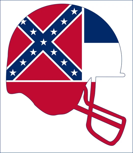 Mississippi Estado Bandeira Futebol Capacete —  Vetores de Stock