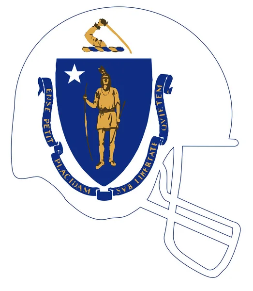 Casco de fútbol Bandera del Estado de Massachusetts — Archivo Imágenes Vectoriales