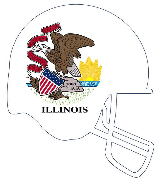 Illinois Estado Bandeira Futebol Capacete —  Vetores de Stock