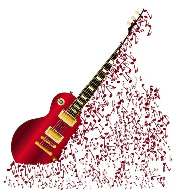 Müzik notaları gitar parçalanan
