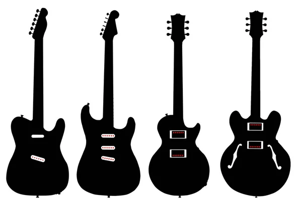 Siluetu kytara kolekce — Stockový vektor