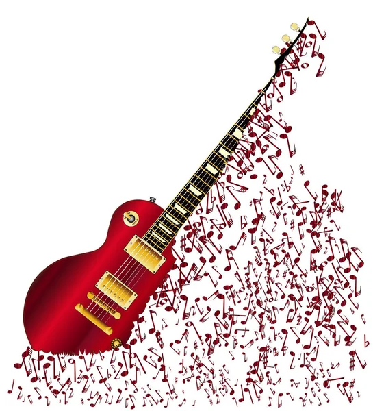 Musical Notes Fragmenting Guitar — Stock Vector