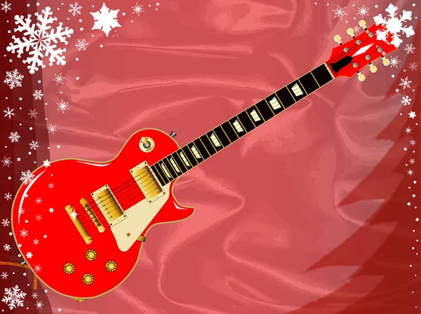 Kerstkaart gitaar — Stockvector