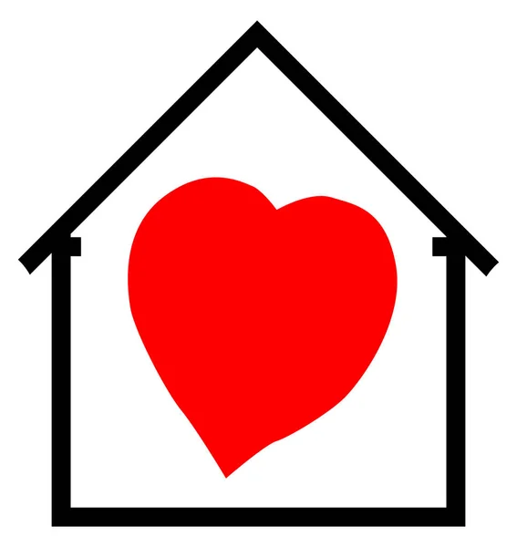 Οικογένεια αγάπη καρδιά σπίτι — Διανυσματικό Αρχείο