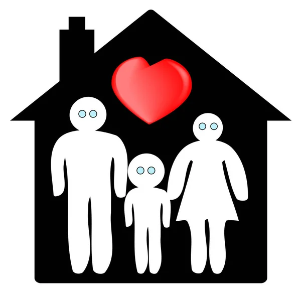 Familie zu Hause verliebt — Stockvektor