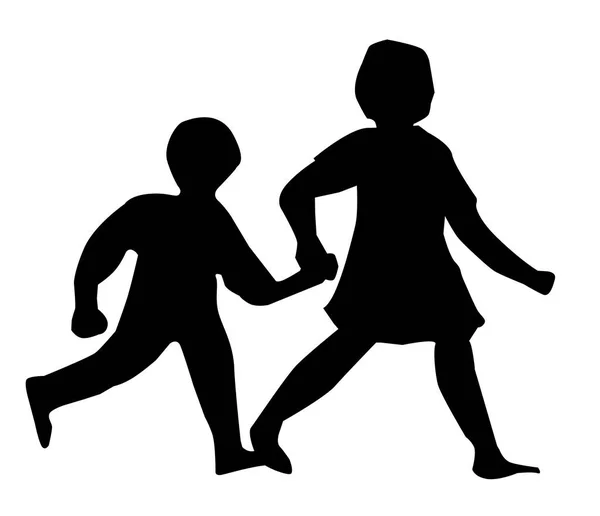 Crianças andando Silhueta —  Vetores de Stock