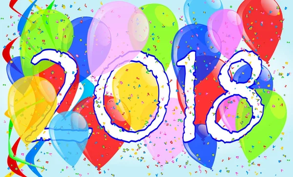 2018 balony i konfetti Party — Wektor stockowy