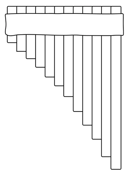 Traditional Pan Pipes Outline Drawing — Stock Vector