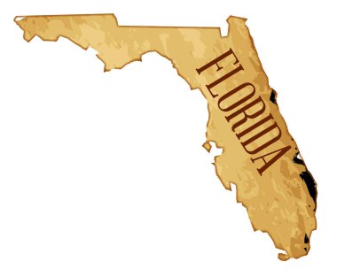 Parşömen arka plan ile Florida harita