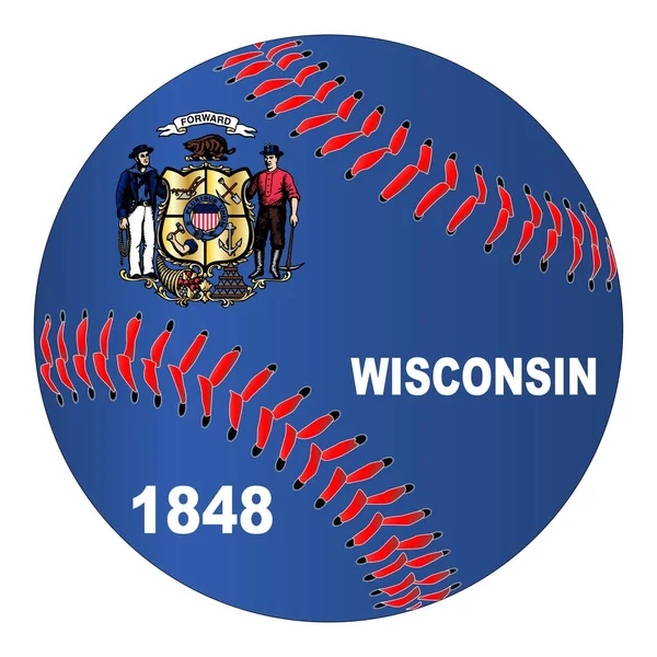 Wisconsin Bandeira Baseball — Vetor de Stock