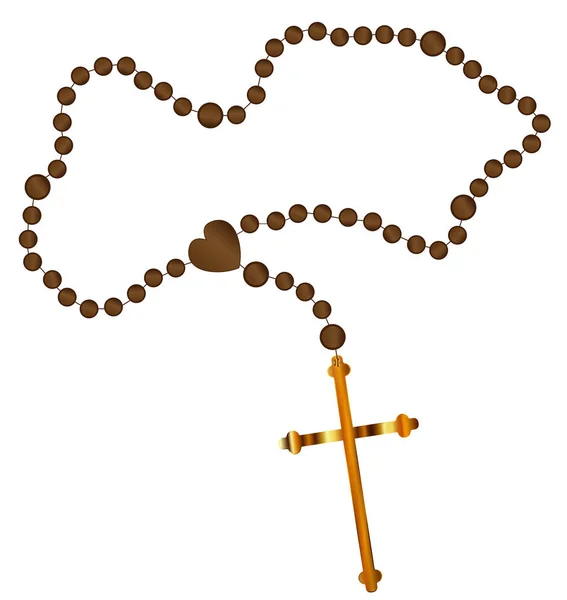 The Rosary Beads With Golden Cross — Stock Vector