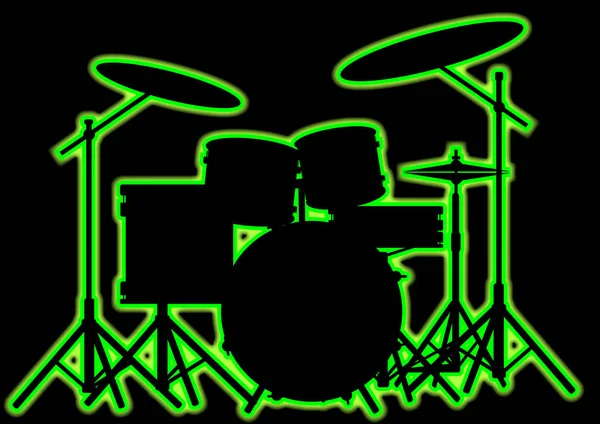 Neon Drum Kit — Stok Vektör