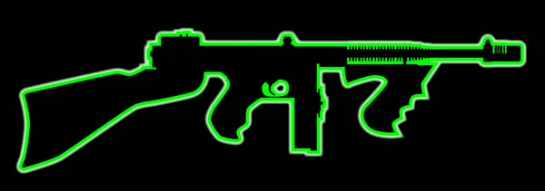 Pistolet Tommy au néon — Image vectorielle