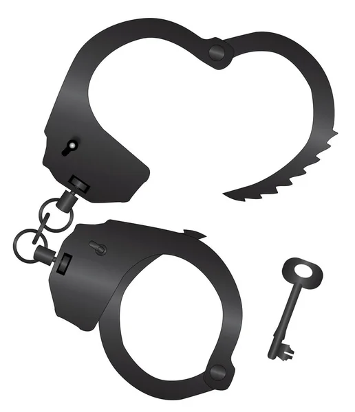 Handcuffs And Key — Stock Vector