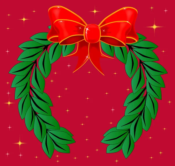 Kerst krans en lint — Stockvector