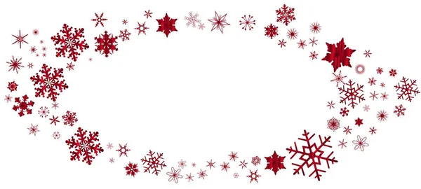 Красная рождественская овальная граница снежинки — стоковый вектор