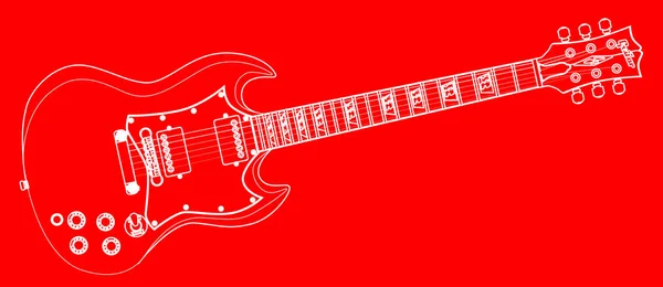 Katı gitar anahat — Stok Vektör