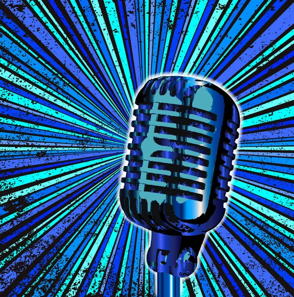 Blue Retro Microphone — Stock Vector