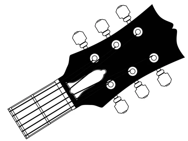 Dibujo del contorno del cabezal de guitarra — Vector de stock