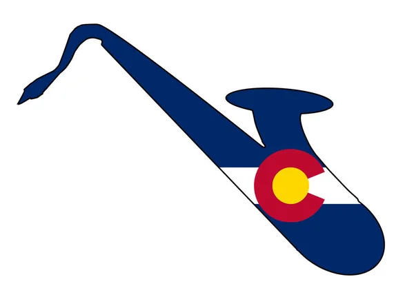 Saxofoon silhouet met de vlag van Colorado — Stockvector
