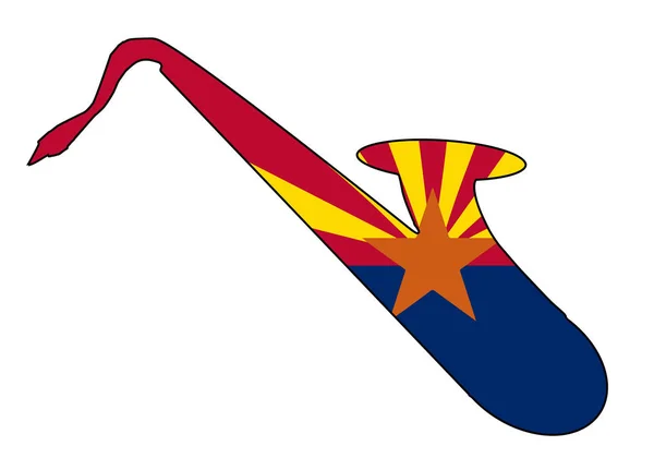 Saksofon sylwetka z Flaga stanu Arizona — Wektor stockowy