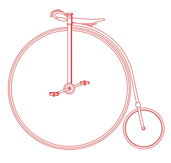 Penny Farthing Cycle Outline Drawing — Stock Vector