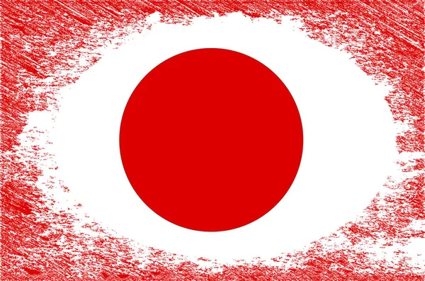 Japanese Flag With Heavy Oval Grunge — Stock Vector