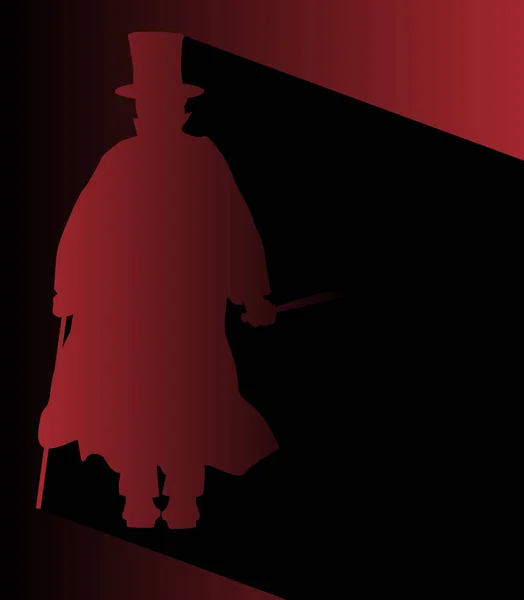 Jack lo Squartatore Ombra Rossa Silhouette — Vettoriale Stock