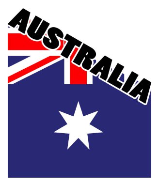 Avusturalya Metni mavi bayrak gölgesi izole