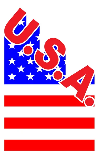 Etats-Unis Angled Flag Shadow Texte — Image vectorielle
