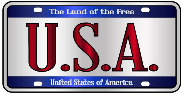 USA Land Of The Free Patriotic Number Plate - Stok Vektor