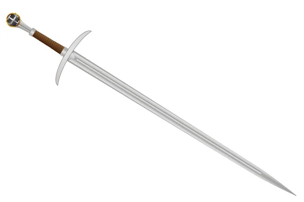 하얀 바탕에 고립된 성전사의 칼 — 스톡 벡터