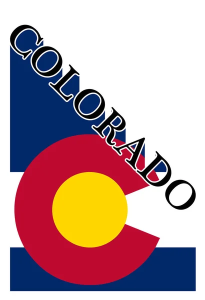 Κείμενο σκιάς υπό γωνία Κολοράντο με σημαία κράτους — Διανυσματικό Αρχείο