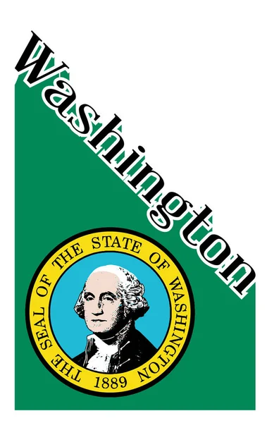 Washington Angled Shadow Text With Flag — Stock Vector