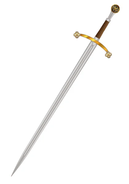 Scotts Clatmore zwaard geïsoleerd op witte achtergrond — Stockvector
