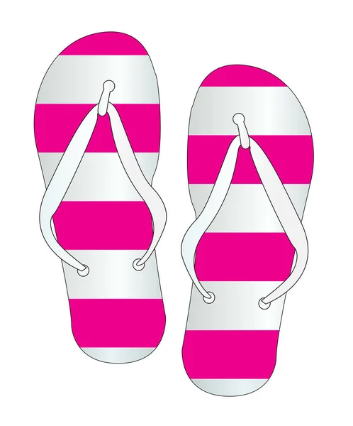 Pink and White Stripes Flip Flop Shoes — стоковый вектор