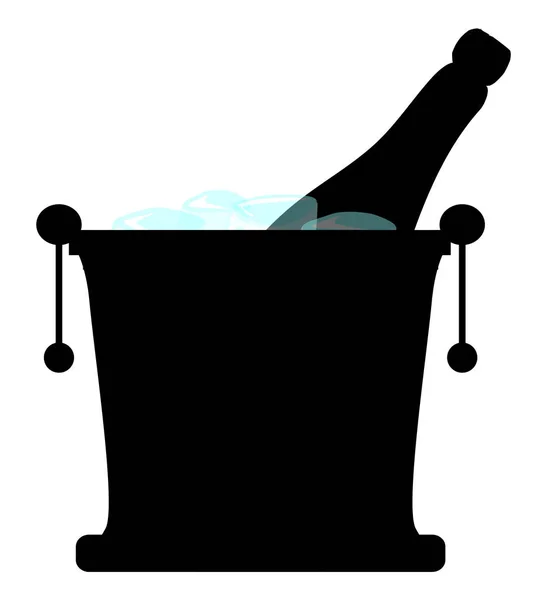 Champage And Ice Bucket Silhouette — Stock Vector