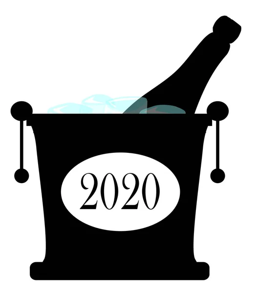 シャンパンとアイスバケツシルエット2020 — ストックベクタ