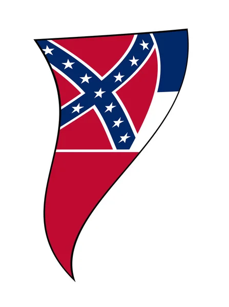 Mississippi Eyalet Bayrağı Dalgalanan Üçgen — Stok Vektör