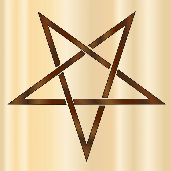 Pentacle Ancient Symbool Branded Om Wood — Stockvector