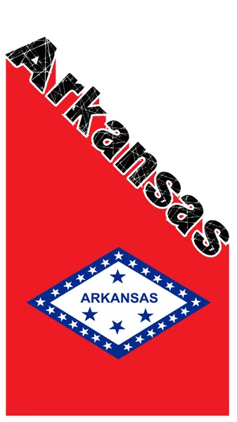 Arkansas Angled Shadow Text With State Flag — Stock Vector