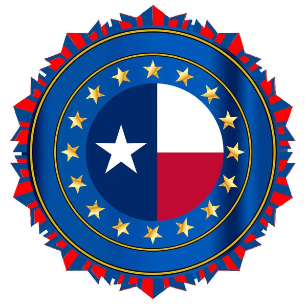 Drapeau de l'État du Texas comme un insigne sur blanc — Image vectorielle