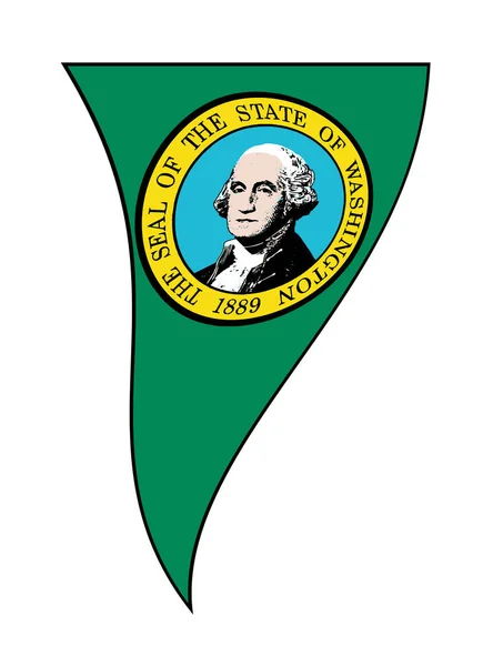 Bandeira do Estado de Washington como Triângulo de Bunting ondulado — Vetor de Stock