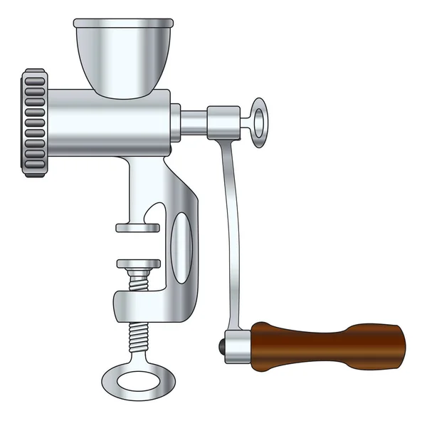 Old Cast Iron Meat Grinder — Stock Vector