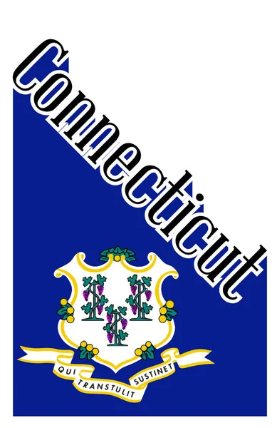 Connecticut Angled Shadow Texto con bandera del estado — Archivo Imágenes Vectoriales