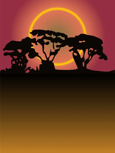 Copse Trees Sunset Háttér — Stock Vector