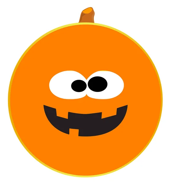 Pumpkin Smiley Face Button Isolated — Stock Vector