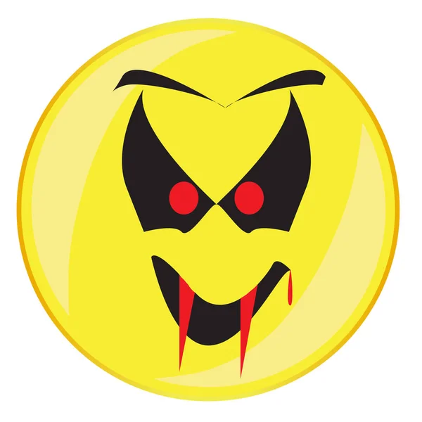 Vampire Smile Face Button Isolated — Stock Vector